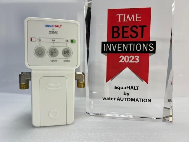 Smart Home Water Toilet Leak Detector Alarm and Automatic Shut Off Valve - Water Sensor Alarm Shut Off Tool - Easy Installation - Battery Operated - Protect Your Home from Water Damage