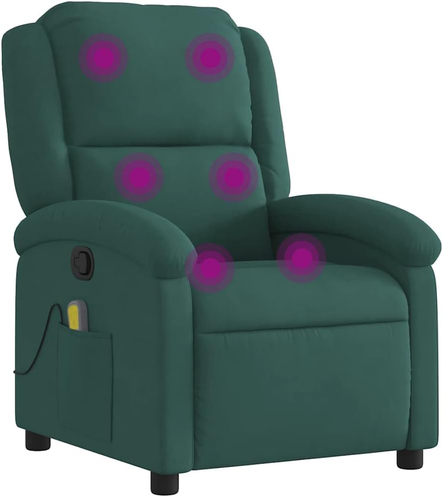 vidaXL Electric Massage Recliner Chair - Wingback Black Velvet Armchair with Vibration Function & Motorized Recline for Living Room/Bedroom