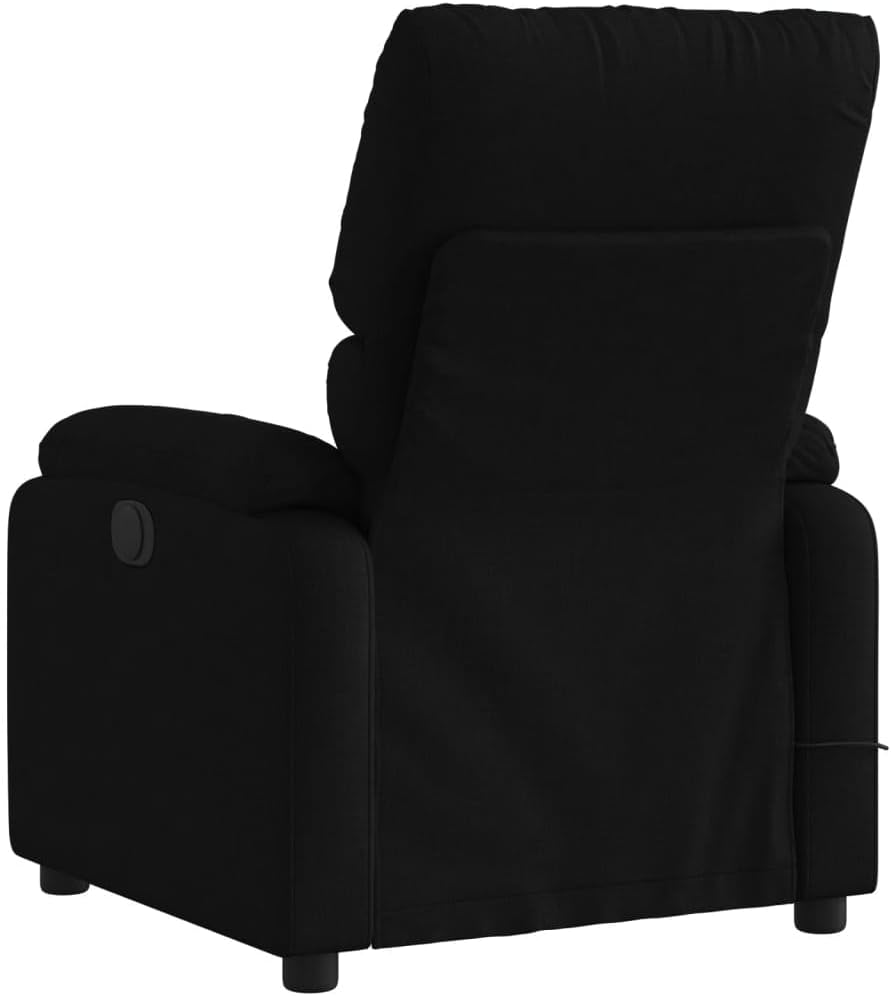 vidaXL Black Fabric Massage Recliner Chair-Manual Reclining Armchair with Vibration Massage, Side Pocket, Thick Padding for Living Room