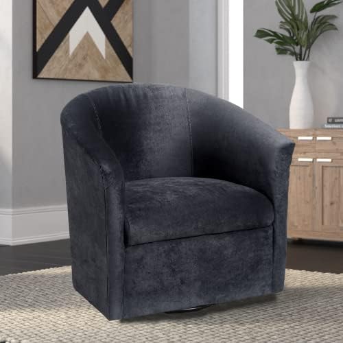 Swivel Barrel Chair, Velvet Round Accent Chair with 360 Degree Swivel Metal Base, Single Club Armchair with Curved Back and Thick Cushion, Leisure Sofa Chair for Living Room Bedroom, Beige