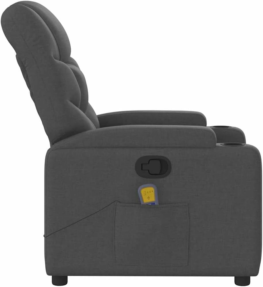 vidaXL Massage Recliner Chair, Adjustable Reclining Armchair for Elderly, Wingback Recliner for Home Theater Cinema, Modern Style, Dark Gray Fabric