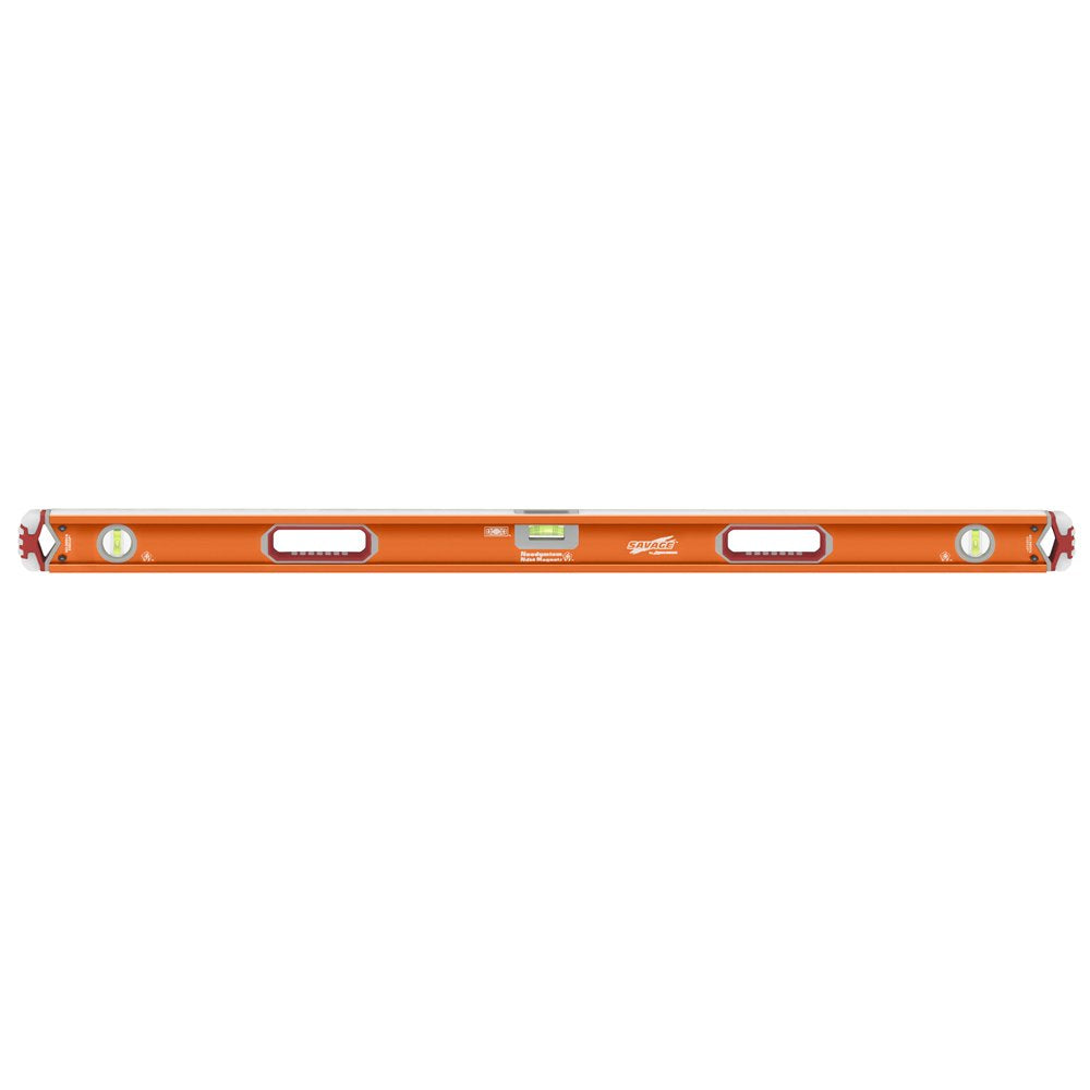 Swanson Tool Co SVB78M 78 inch Savage Magnetic Anodized Aluminum Box Beam Level with Gelshock End Caps and 3 Bubble Vials for 0°/90°/45° Measurements—Contractor Series