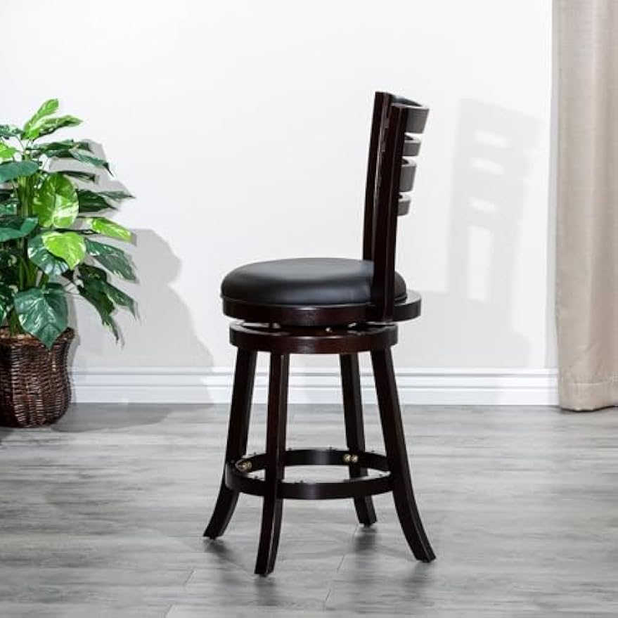 Swivel Chair 360, Living Room Chair Vintage Armless Bonded Leather Comfy Modern Home Furniture 17" L X 17" W X 40" H