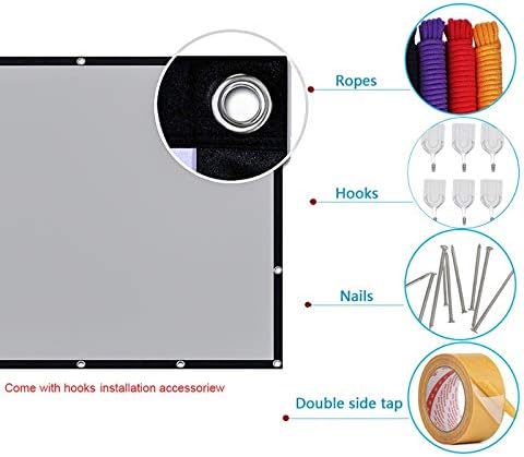 4:3 Projector Anti Light Curtain 84/100/ 110 Portable 3D Projection Screen with Black Border and Holes(50 inch)