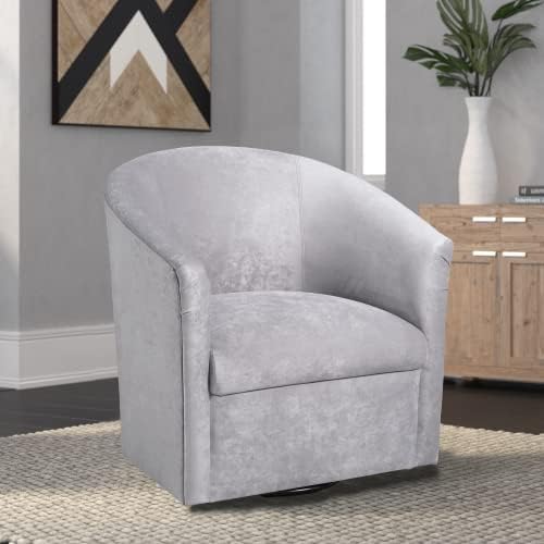 Swivel Barrel Chair, Velvet Round Accent Chair with 360 Degree Swivel Metal Base, Single Club Armchair with Curved Back and Thick Cushion, Leisure Sofa Chair for Living Room Bedroom, Beige