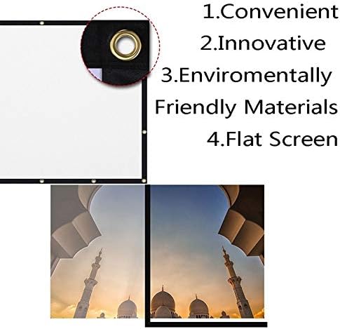 100 Inch Foldable Projector Screen White Projection Screen 3D Movie for Outdoor Camping 16:9 Portable 1pc