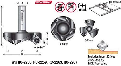Amana Tool - 3Fl 2" Dia Spoilboard 1/2" Shnk (RC-2255), Industrial Grade