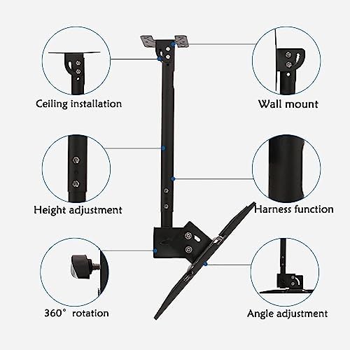 Adjustable Ceiling TV Mount Bracket - Tv Wall Mount Ceiling TV Mount Bracket, Fits 40-80inch LED Screen Display TV Stand, Can 90° Flip Down Full Motion 360 Deg(0.652.55m)
