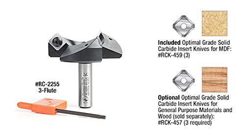 Amana Tool RC-2267 CNC Spoilboard Surfacing Router Bit Rabbeting Slab Leveling Surface Planer 1-3/4 Dia x 3/4 x 1/2 Shank 3 Wing/Flute