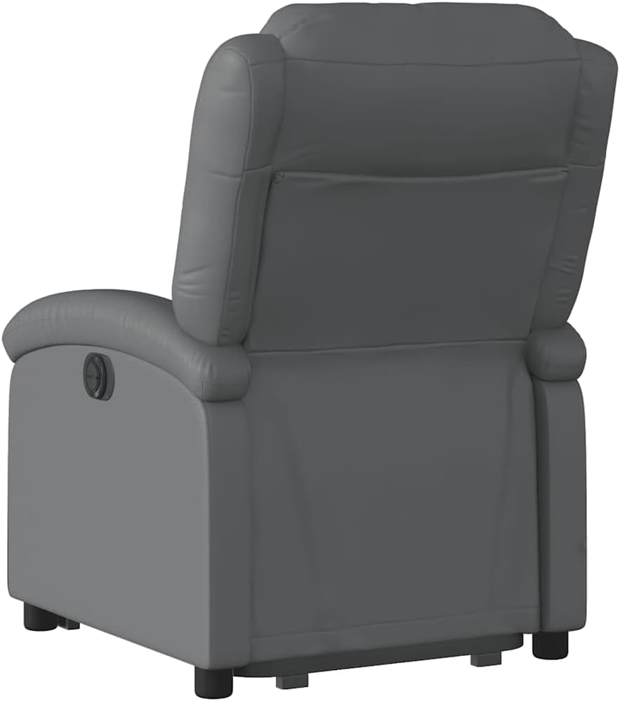 vidaXL Electric Power Lift Recliner Chair - Gray Faux Leather Armchair with Motorized Recline & Stand-Up Assist, Comfortable Seating for Living Room or Lounge