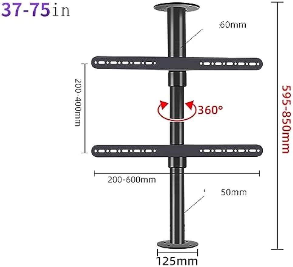 Adjustable Ceiling Mount for 32 75 Inch TVs 360 Degree Rotating LCD Wall Bracket Swivel TV Stand for Partition Wall Mobile TV Holder Sturdy Base for Optimal Viewing