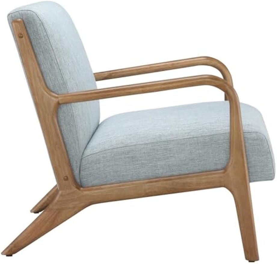 Blue Accent Chair with Rubber Solid Wood Frame, Stylish and Comfortable Armchair for Living Room, Bedroom, or Lounge Area