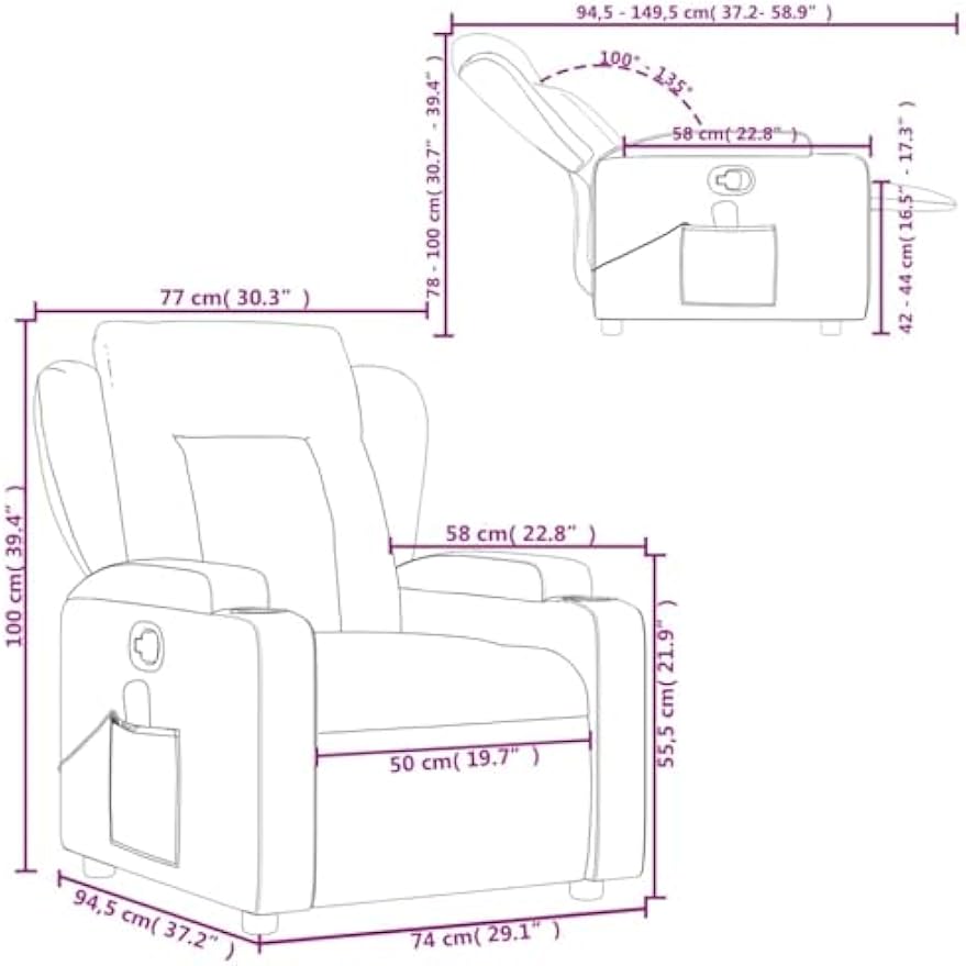vidaXL Massage Recliner Chair, Adjustable Reclining Armchair for Elderly, Wingback Recliner for Home Theater Cinema, Modern Style, Dark Gray Fabric