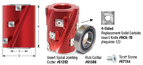 Amana Tool - 62mm Insert Spiral Planing Hed (61292), Industrial Grade