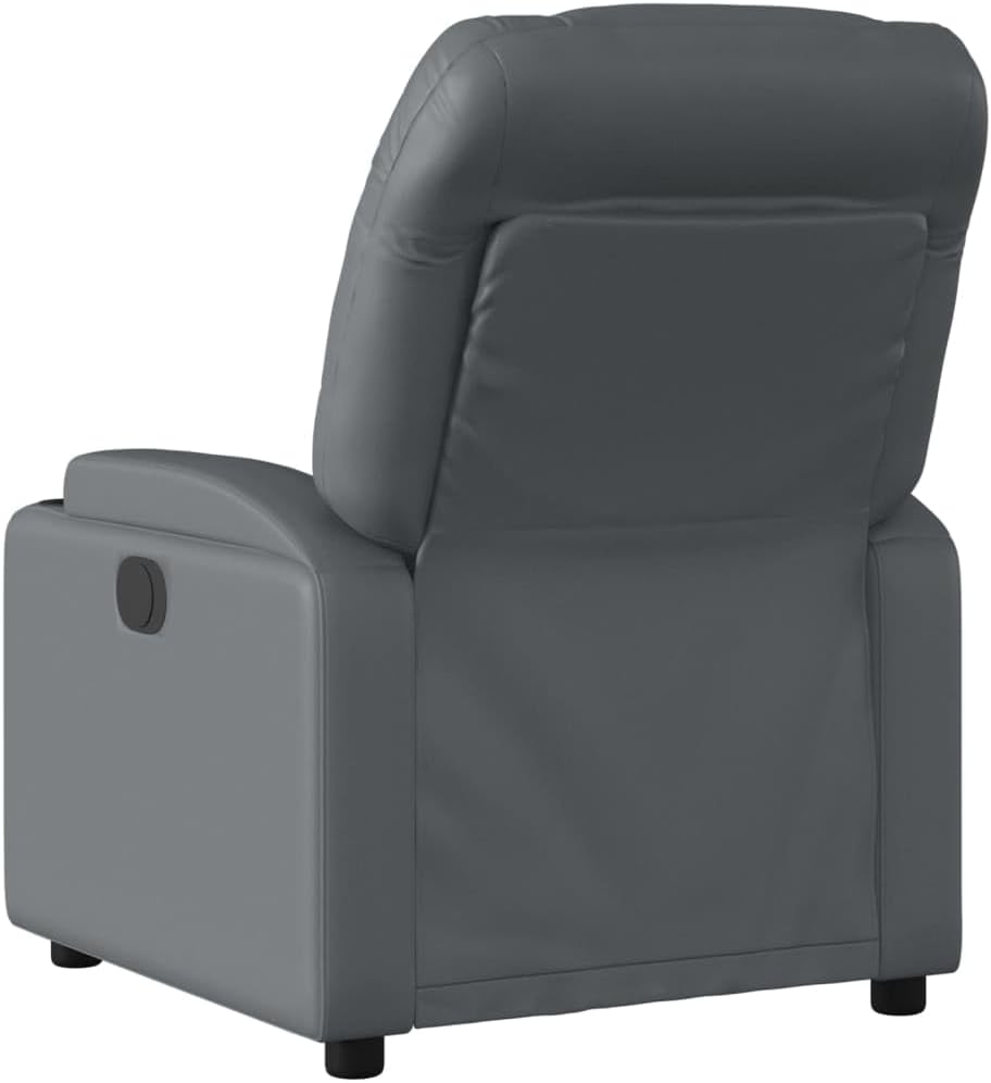 vidaXL Massage Recliner Chair - Gray Faux Leather, Manual Reclining, 6-Point Vibration, Cup Holders, Living Room Seating
