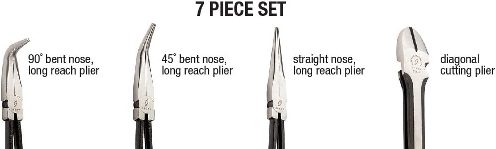 SUNEX TOOLS 3613V 7-Piece Long Reach Pliers Set