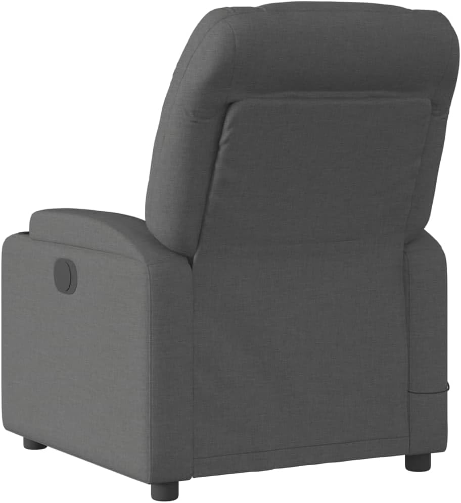 vidaXL Massage Recliner Chair - Manual, Vibrating, Dark Gray Fabric, Multi-Position, Foam Padded, Cup Holders, Solid Wood/Metal Frame for Office, Living Room, Bedroom