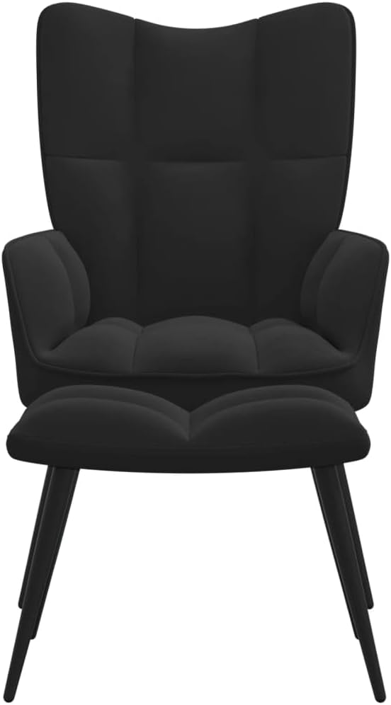 Accent Chair Arm Chair Living Room Chairs,Sleeper Sofa Relaxing Chair with a Stool Black Velvet,for Apartment Living and Home Office