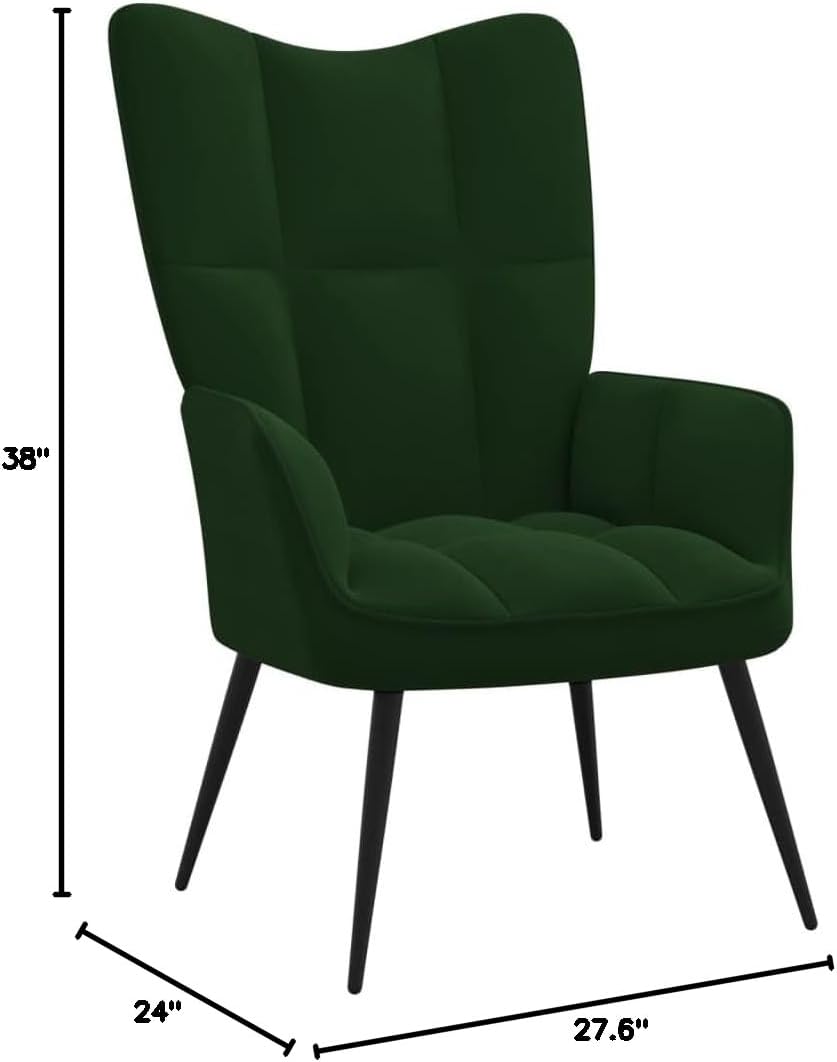 Accent Chair Arm Chair Living Room Chairs,Sleeper Sofa Relaxing Chair with a Stool Dark Green Velvet,for Apartment Living and Home Office