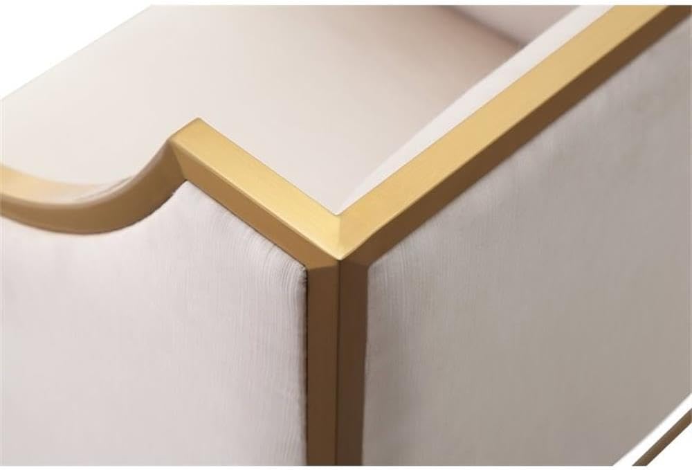 Tov Furniture The Atara Collection Velvet Upholstered Living Room Accent Chair with Stainless Steel Base, Cream