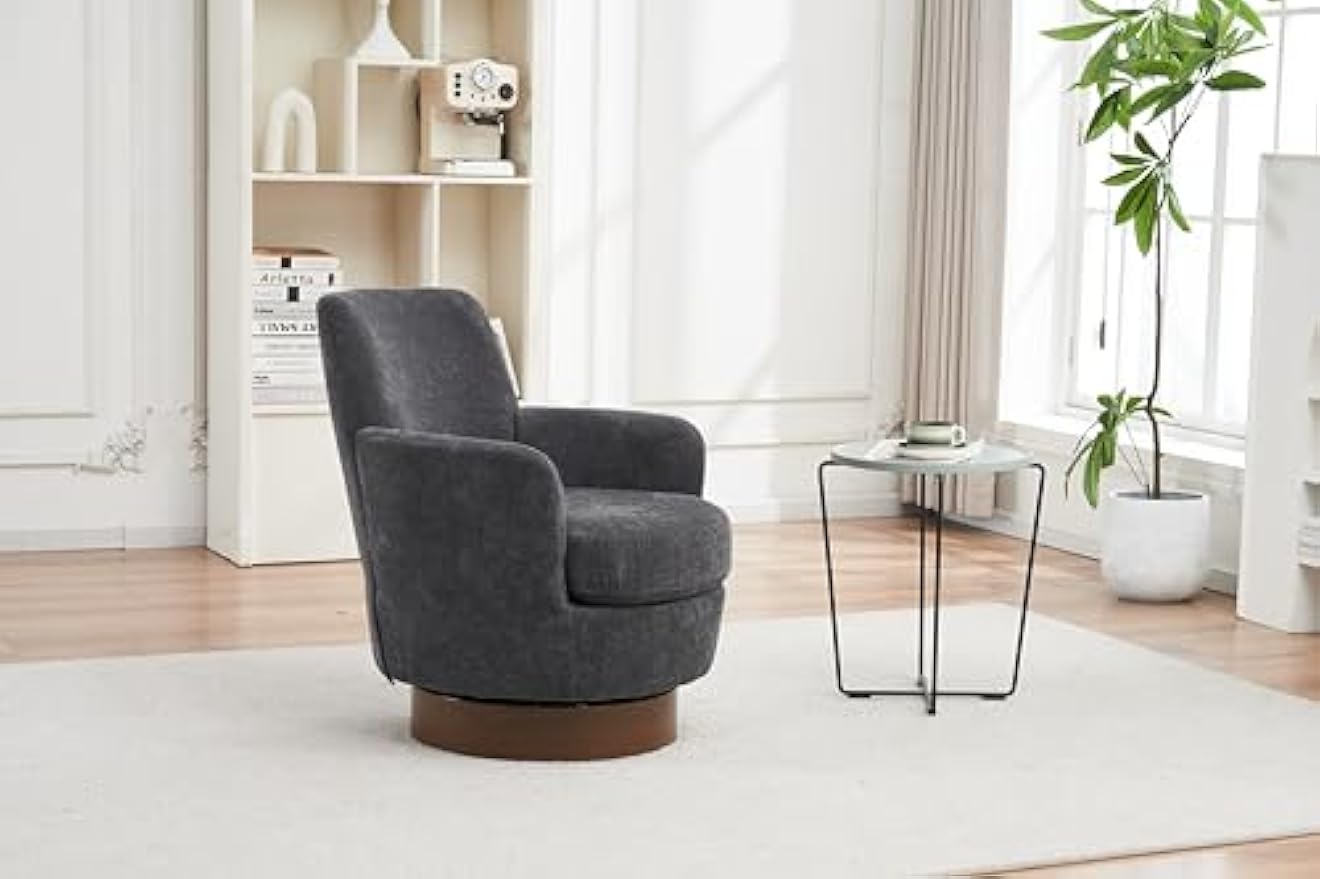 Swivel Barrel Chair Set of 2,Modern Comfy Polyester Round Swivel Accent Chairs,360 Degree Single Armchair for Living Room, Dark Grey