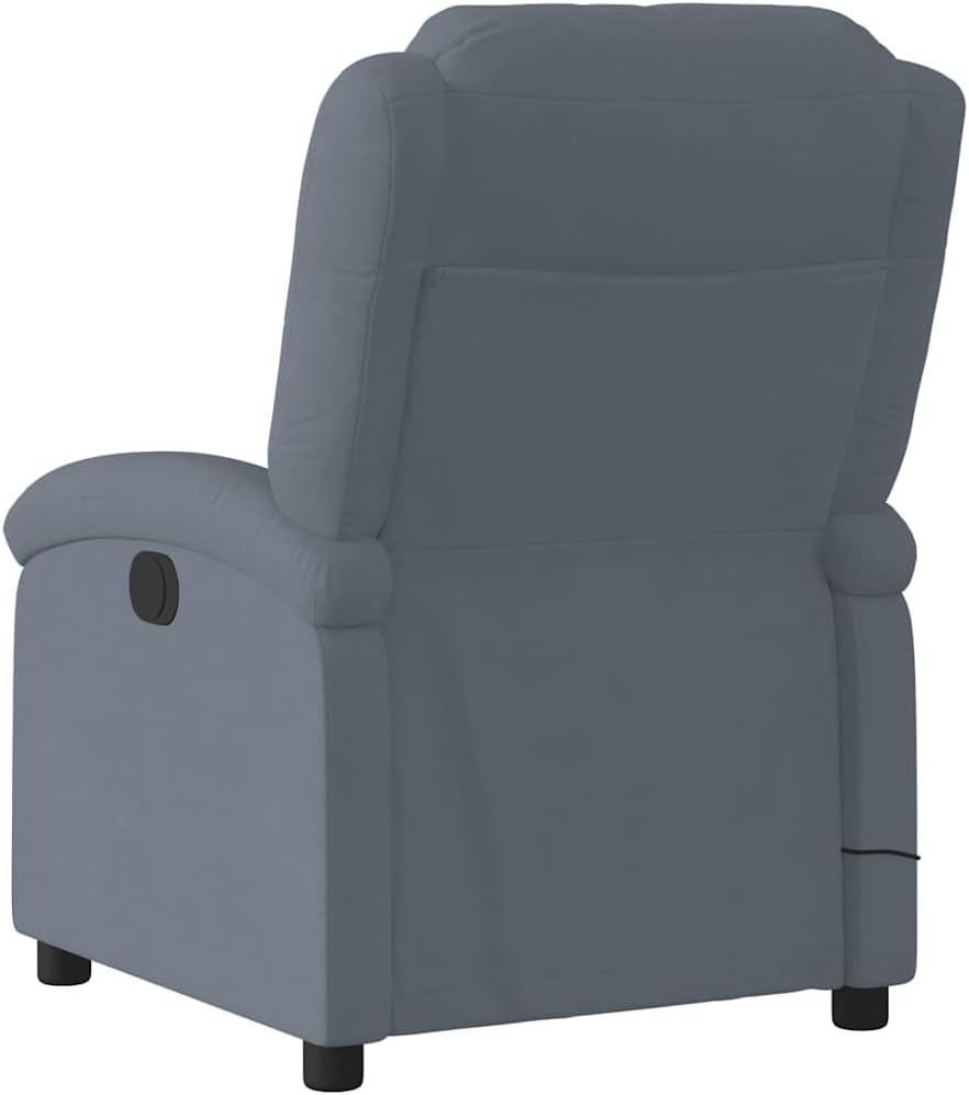 vidaXL Dark Gray Velvet Massage Recliner Chair - Manual Recline - 6-Point Vibration - Living Room/Bedroom/Office