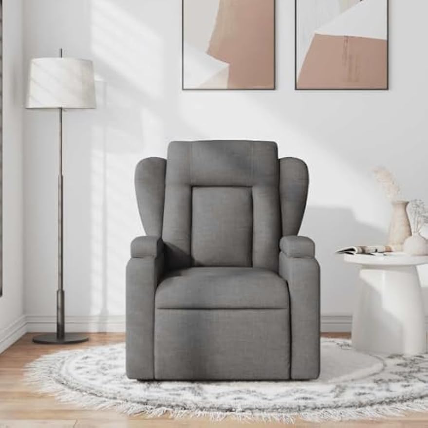 vidaXL Massage Recliner Chair, Adjustable Reclining Armchair for Elderly, Wingback Recliner for Home Theater Cinema, Modern Style, Dark Gray Fabric
