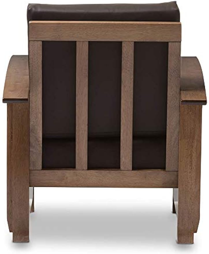 Baxton Studio Charlotte Faux Leather Chair, Dark Brown and Walnut Brown