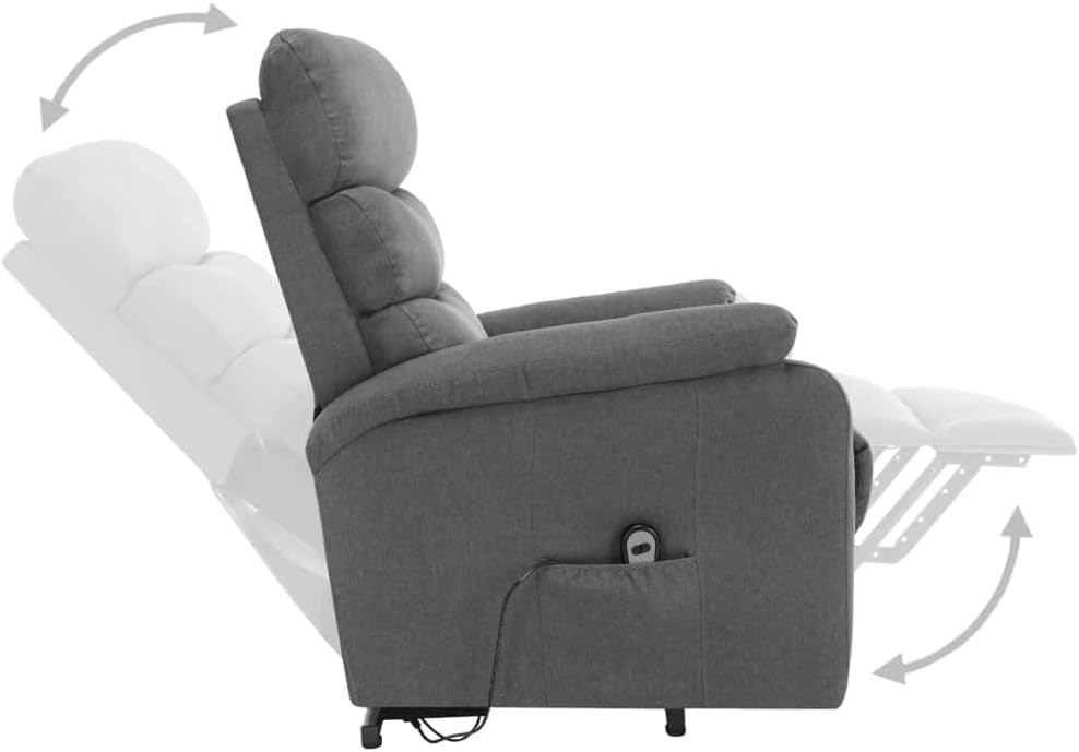 Standing Massage Recliner, Electric Lift Recliner Sofa for Seniors, Sofa Living Room Chair with Vibration Massage and Waist Heating, Light Grey Fabric