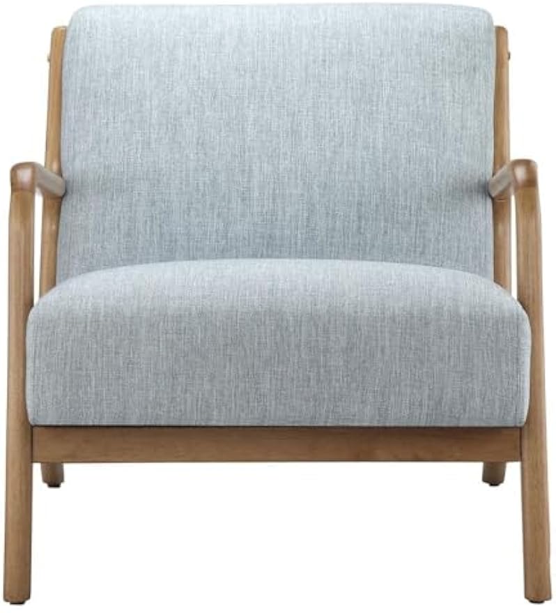 Blue Accent Chair with Rubber Solid Wood Frame, Stylish and Comfortable Armchair for Living Room, Bedroom, or Lounge Area
