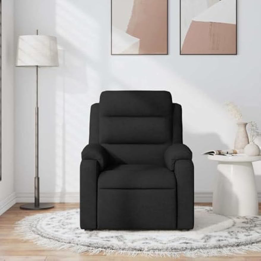vidaXL Black Fabric Massage Recliner Chair-Manual Recline-Vibration Function-Comfort Padding for Living Room/Bedroom