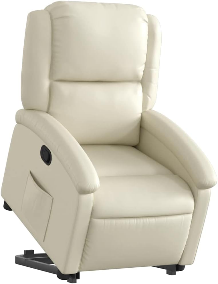 vidaXL Electric Power Lift Recliner Chair - Gray Faux Leather Armchair with Motorized Recline & Stand-Up Assist, Comfortable Seating for Living Room or Lounge