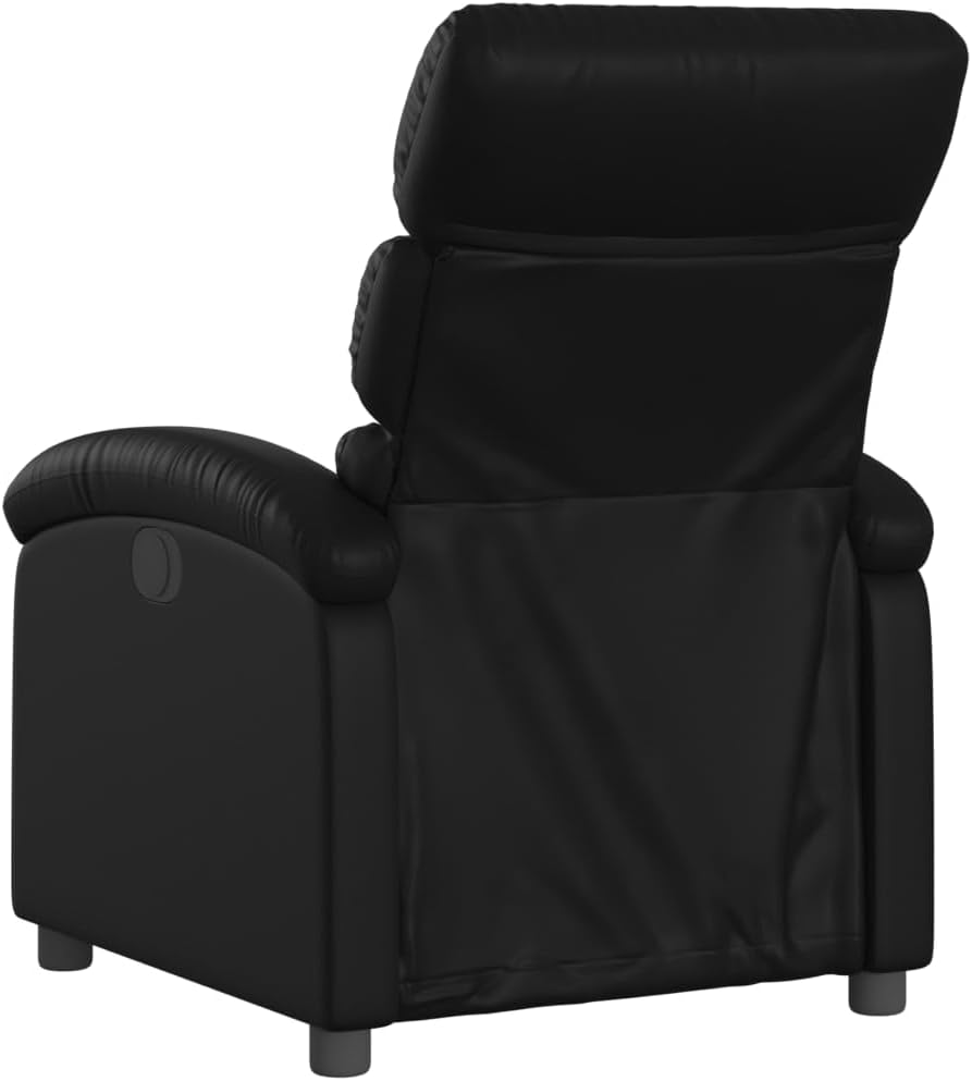 vidaXL Black Faux Leather Recliner Chair-Adjustable Manual Reclining Armchair for Living Room, Office, Lounge with Side Pocket