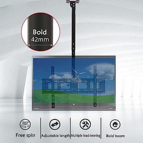 Tv Wall Mount - Adjustable Ceiling TV Mount Bracket, Full Motion 360 Deg Rotation Tilt Swivel TV Mount, Fits 40-80inch LED Screen Display, Can 90° Flip Down Cei(0.652.05m)