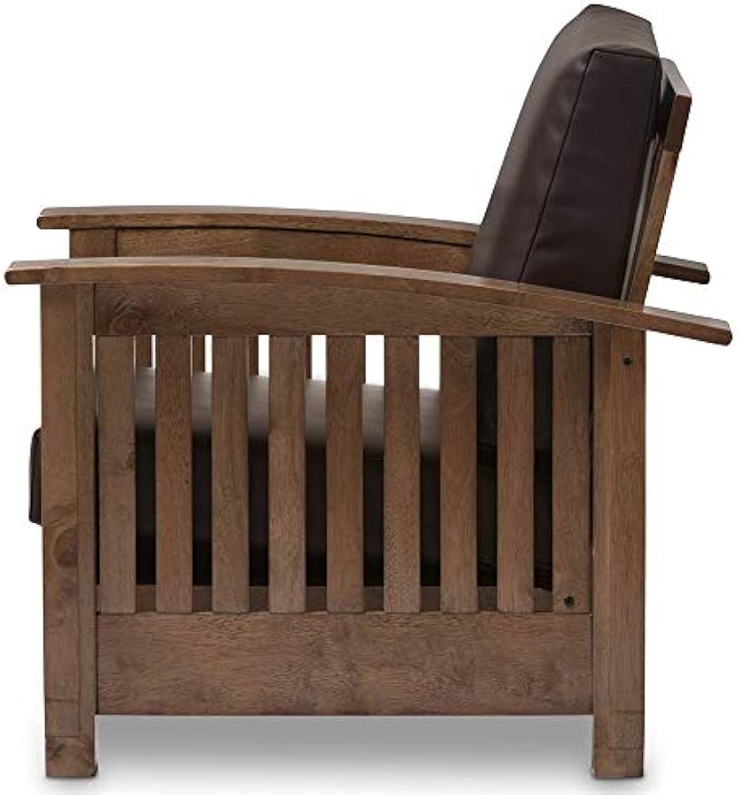 Baxton Studio Charlotte Faux Leather Chair, Dark Brown and Walnut Brown