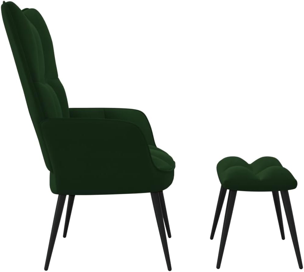 Accent Chair Arm Chair Living Room Chairs,Sleeper Sofa Relaxing Chair with a Stool Dark Green Velvet,for Apartment Living and Home Office