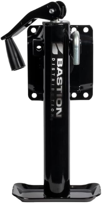 Bastion Distribution Top-Wind Bolt On Jack | 2000lb Capacity | Heavy Duty | Adjustable Drop Leg | Trailer Stabilizing Jack for RVs, Campers & Trailers | BD-TW-2000-SM