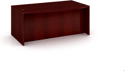 Boss Office Products Bow Front Desk Shell in Mahogany