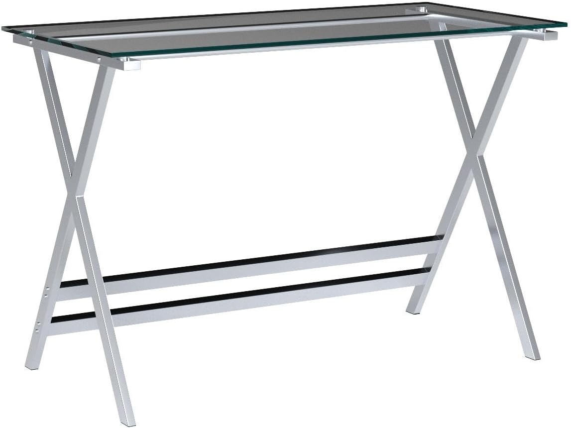 Tempered Glass Computer Desk Modern Student Writing Study Desk,Small Computer Desk,Home Office Desk