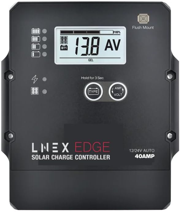Solar Charge Controller Waterproof, 20A Super Thin Solar Panel Battery Intelligent Regulator with LCD Display 12V/24V PWM Solar Controller for LiFePO4,AGM, Gel, Flooded and Lithium Battery