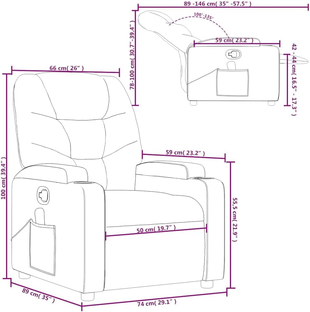vidaXL Massage Recliner Chair, Adjustable Reclining Armchair for Elderly, Wingback Recliner for Home Theater Cinema, Modern Style, Dark Gray Fabric