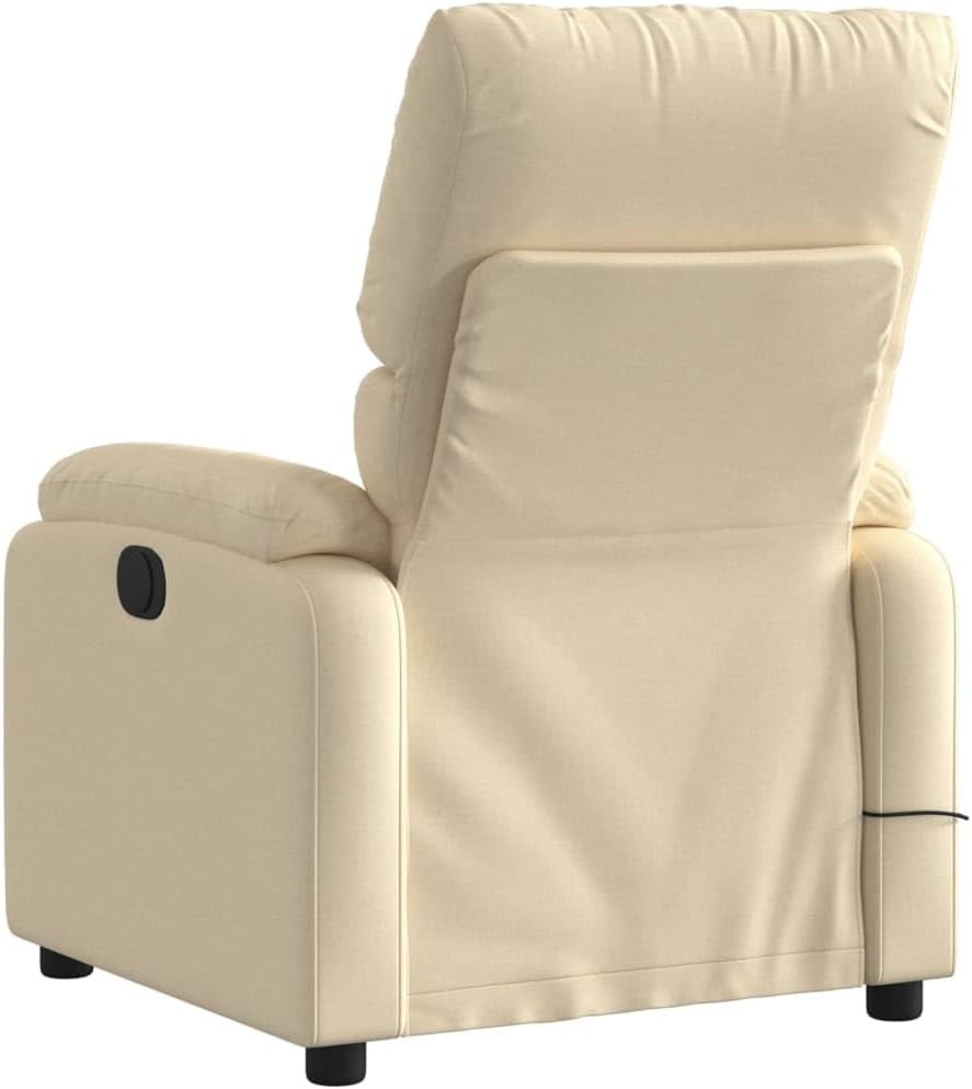 vidaXL Massage Recliner Chair/Cream Fabric Vibration Reclining Seat with Handle/Footrest/Armrests for Living Room/Bedroom/29.5" x39 x39 W/D/H