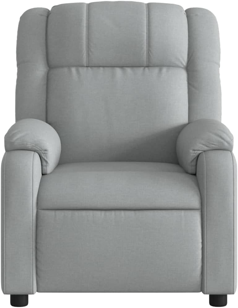vidaXL Adjustable Wingback Recliner Chair - Light Gray Fabric, Manual Recline, Foam Padding, Lounge Armchair for Living Room, Elderly Support