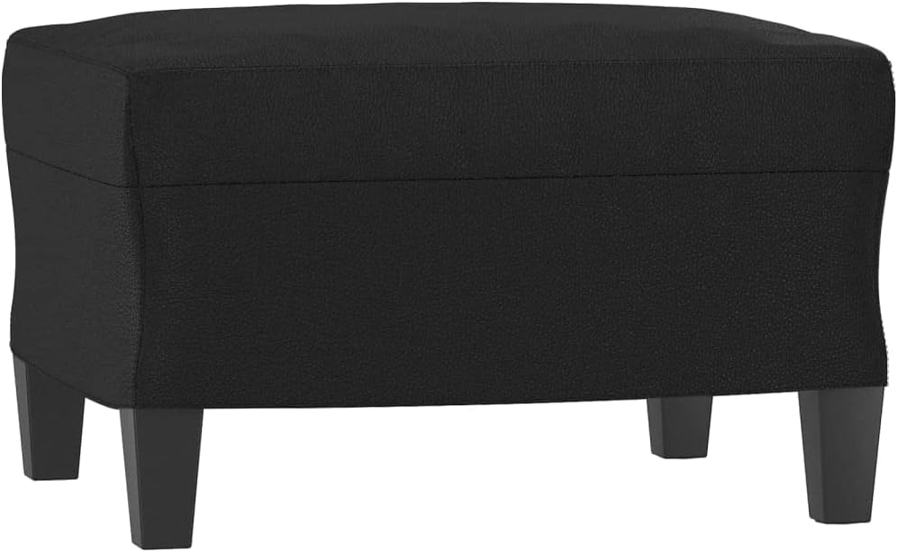 vidaXL Durable Black Faux Leather Sofa Chair with Footstool - Comfortable Padded Seat, Recliner, Lounger, Plush Armrests - Sleek Modern Design for Living Room, Lounge, Bedroom