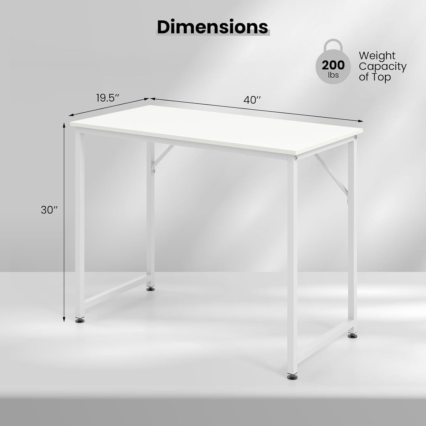 Tangkula White Computer Desk, Small Study Writing Desk with Sturdy Metal Frame, Modern Simple Laptop Desk for Home Office, Easy Assembly