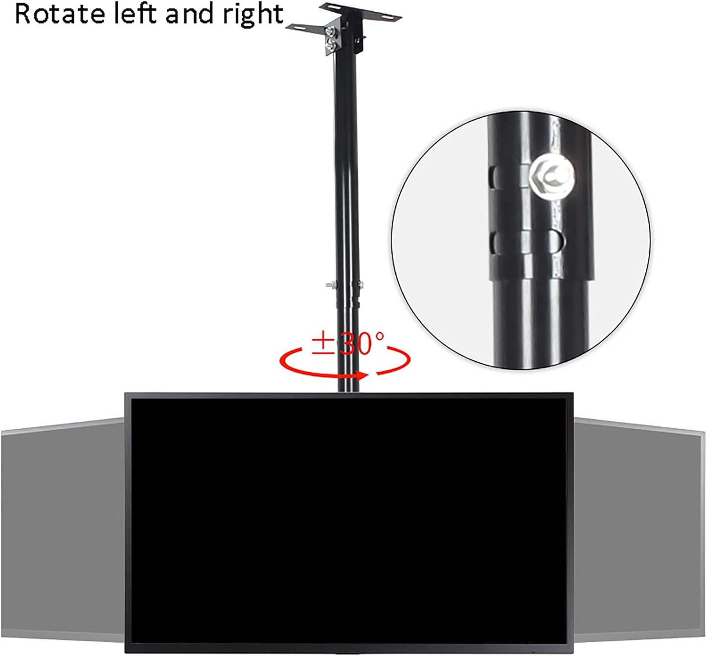 tv Wall Mount Adjustable Height TV Ceiling Mount Bracket, Holds Up to 35kg Screens, Fits 37-65 Inch TVs, Black