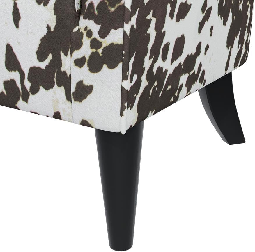 Shelter High Back Wingback Arm Chair in Velvet Brown Cow Print - Accent Chair for Living Room