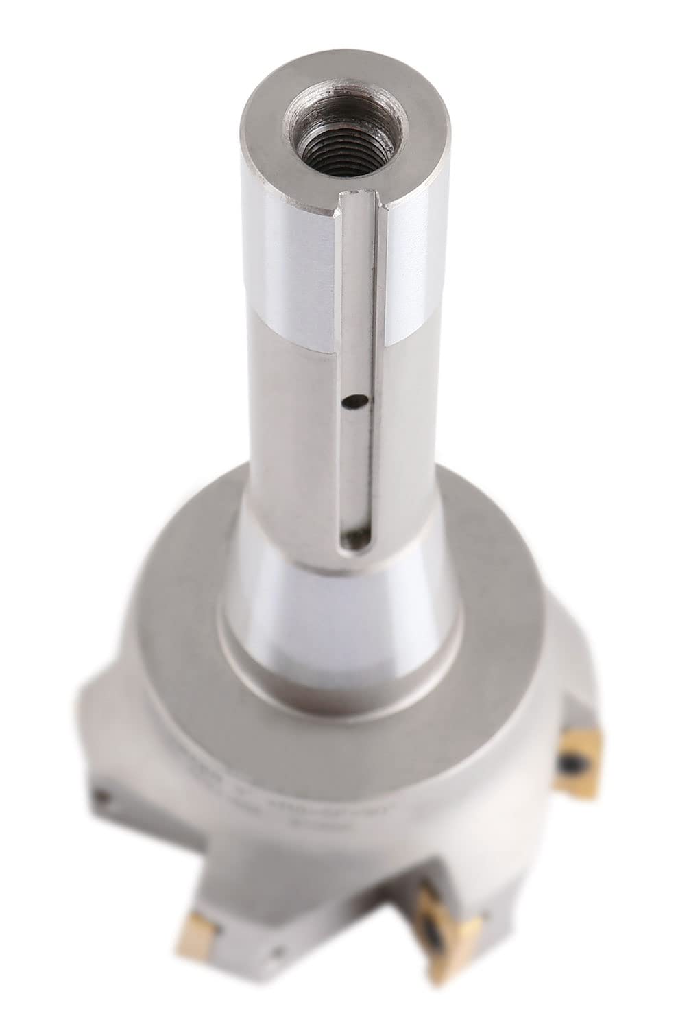 Accusize Industrial Tools 3 inch Cutting Diameter x 6-1/4'' Oal 90 Degree R8 Shank Indexable End Mill with 6 Apkt1604 Carbide Inserts, 0028-6908