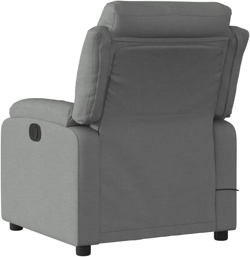 vidaXL Dark Gray Fabric Massage Recliner Chair – Manual Recline, 6-Point Vibrating Massage, Thick Padded Seat, Side Pocket, Solid Wood/Metal Frame, Ideal for Living Room/Bedroom
