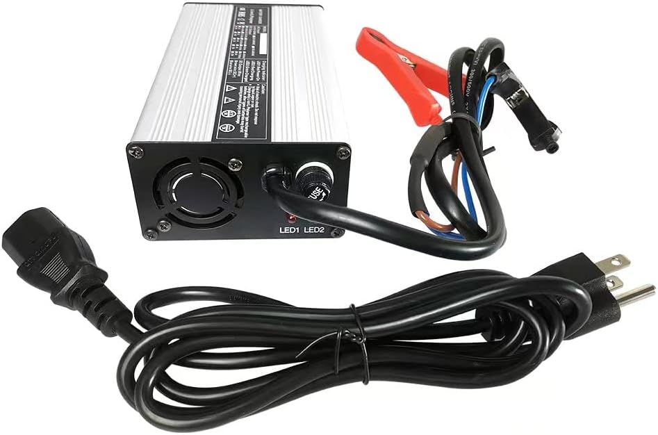 48V / 58.4V 8A Lithium Battery Charger 110V 120V 500W with Cooling Fan and Alligator Clip Output Lifepo4 Charger Multiple Protection Functions for 16S 48V Lifepo4 Battery